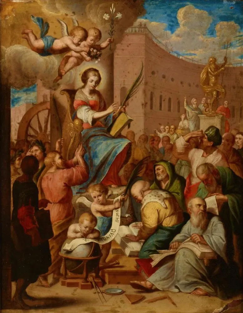 Maalaus Apothéose de Sainte Catherine - Anonyymi | Taidetuloste