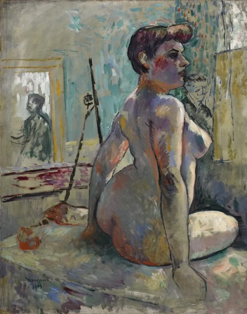 Maalaus Nu ateljeessa, La Croupe, Rue Boursault - Henri Manguin | Taidetuloste