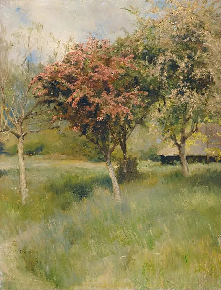Maalaus Aubépine en fleur Vue depuis Chantilly - Albert Edelfelt | Taidetuloste