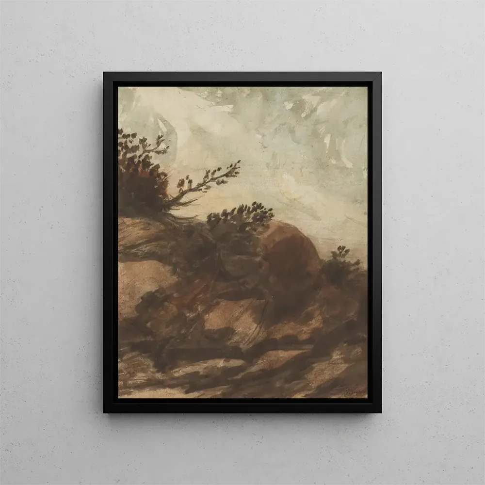 Maalaus Auringonlasku kukkulalla - Alphonse Legros | Taidetuloste