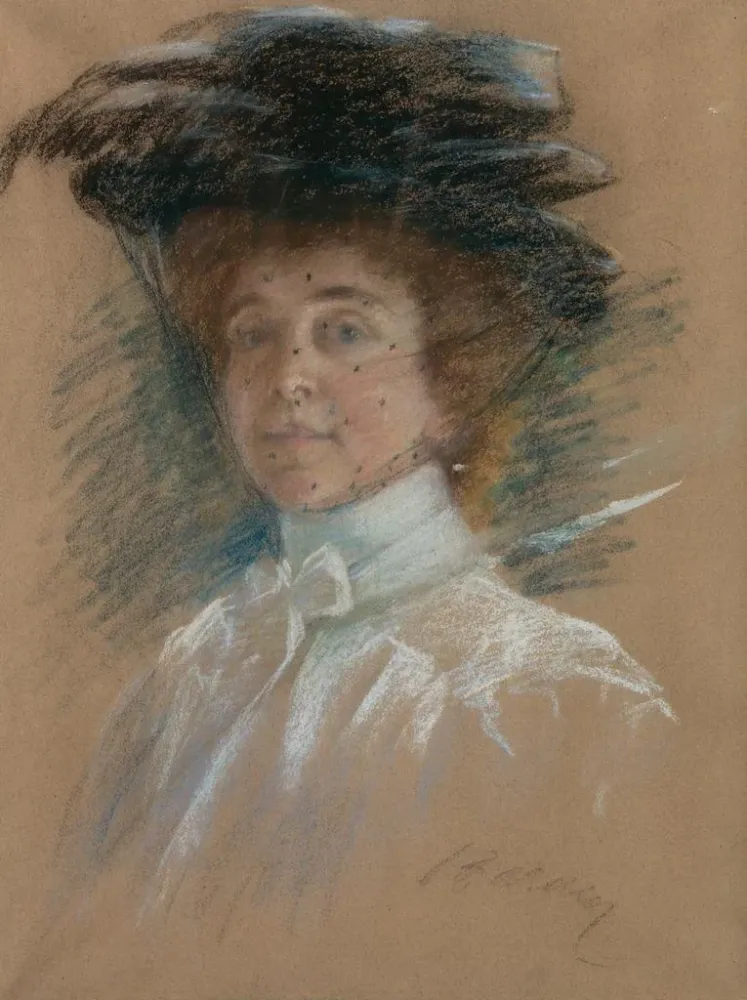Maalaus Autoportrait avec chapeau et voile - Alice Pike Barney | Taidetuloste