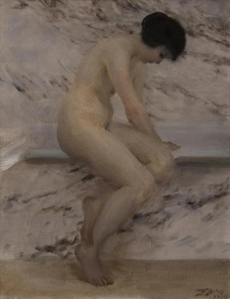 Maalaus À la baignoire - Anders Zorn | Taidetuloste