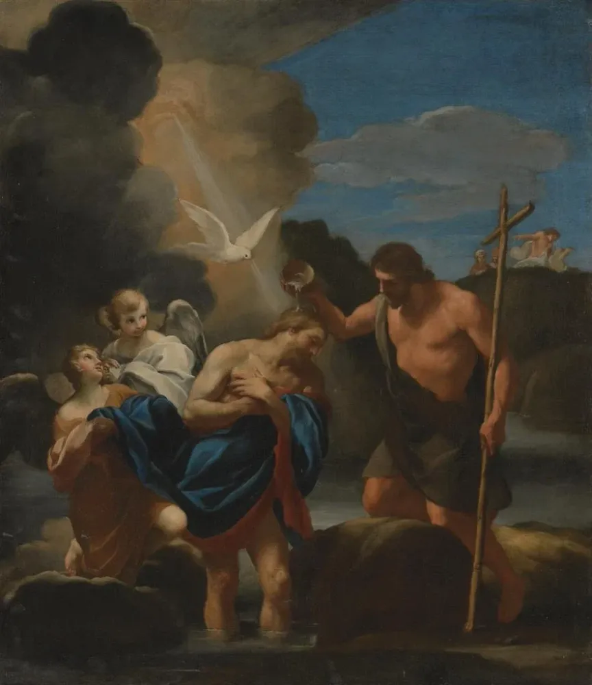 Maalaus Le baptême du Christ - Andrea Sacchi | Taidetuloste