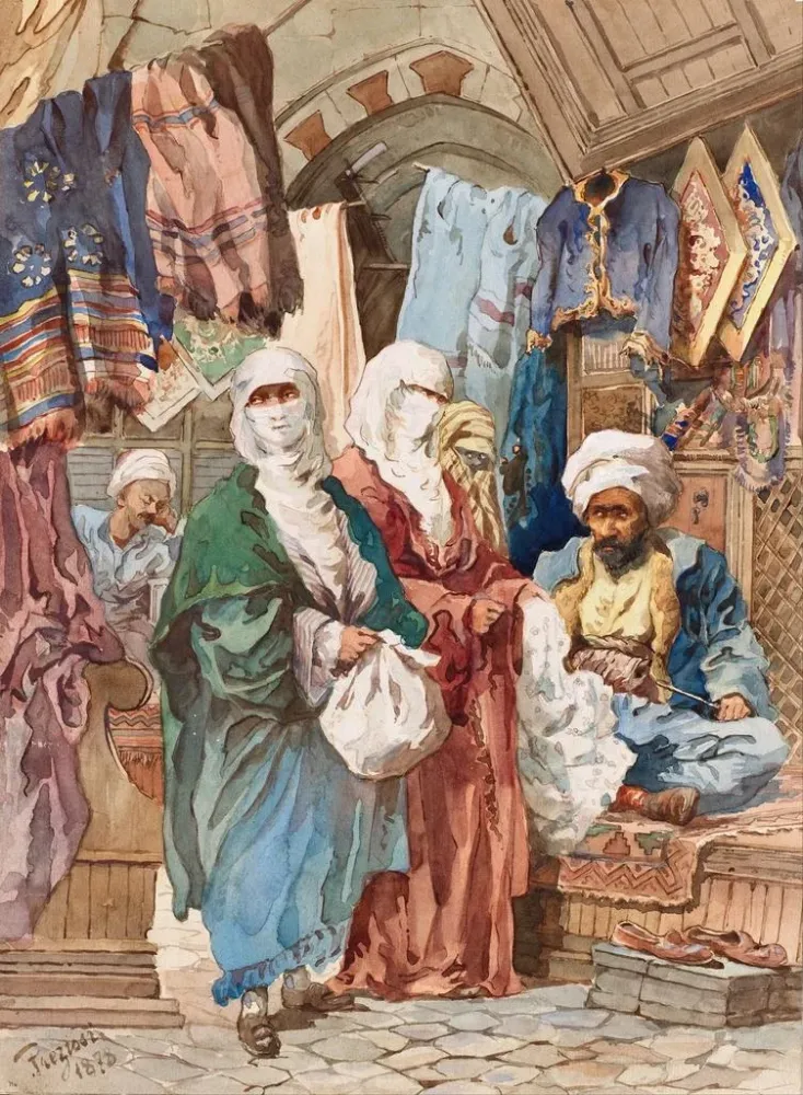 Maalaus Le Bazar de la Soie - Amadeo Preziosi | Taidetuloste