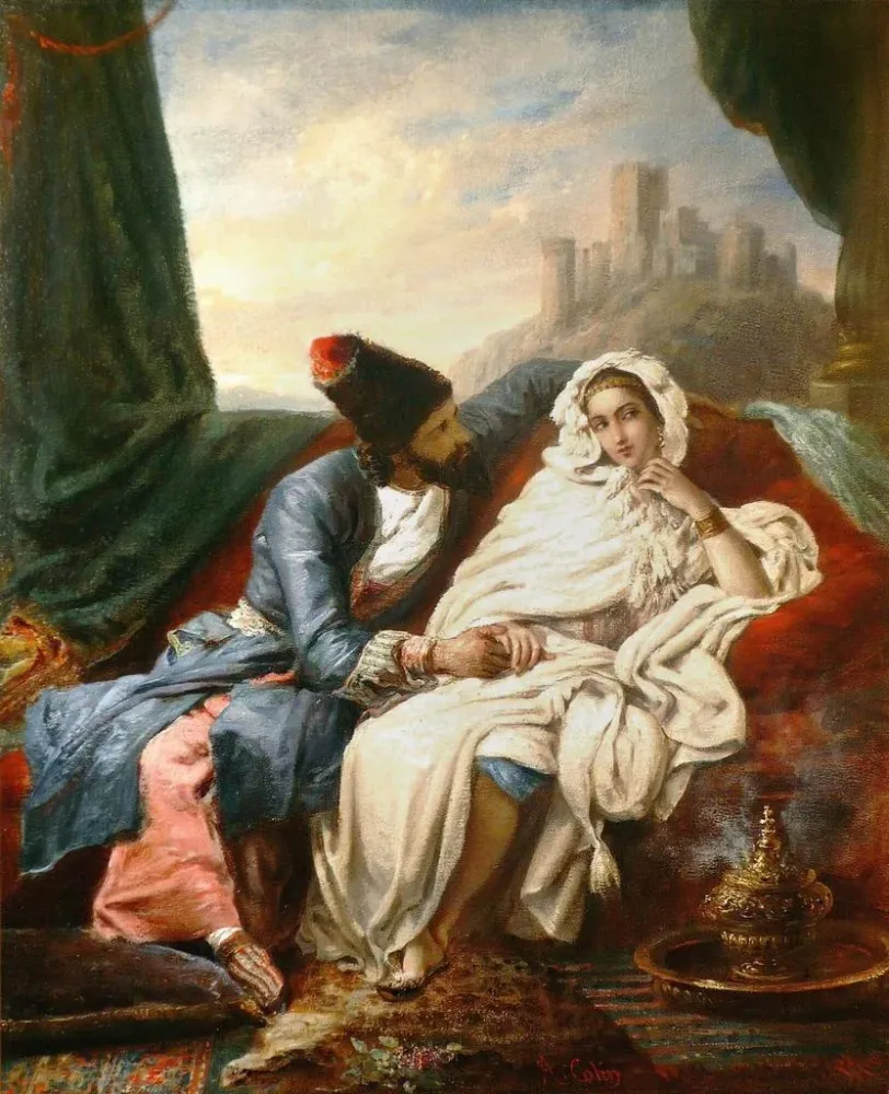 Maalaus La Belle Orientale et le Cosaque - Alexandre Marie Colin | Taidetuloste