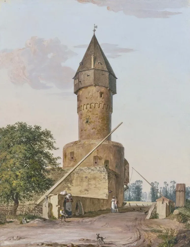Maalaus Le Bockenheimer Warte à Francfort-sur-le-Main - Anton Radl | Taidetuloste
