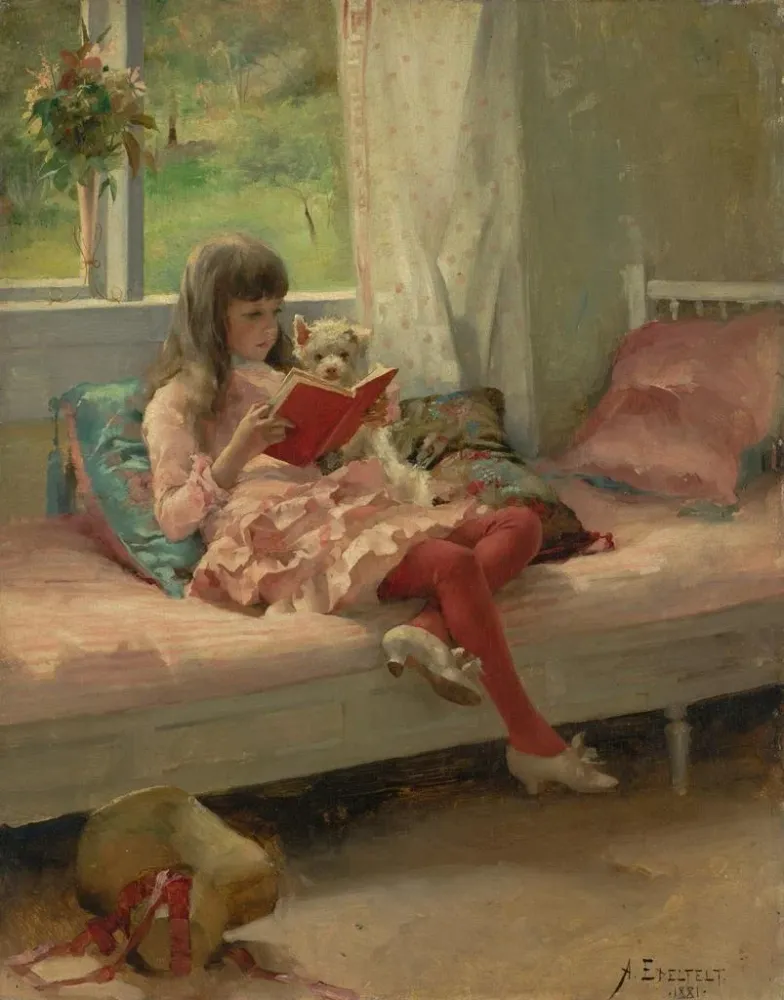 Maalaus Bons amis, Berta et Capi - Albert Edelfelt | Taidetuloste
