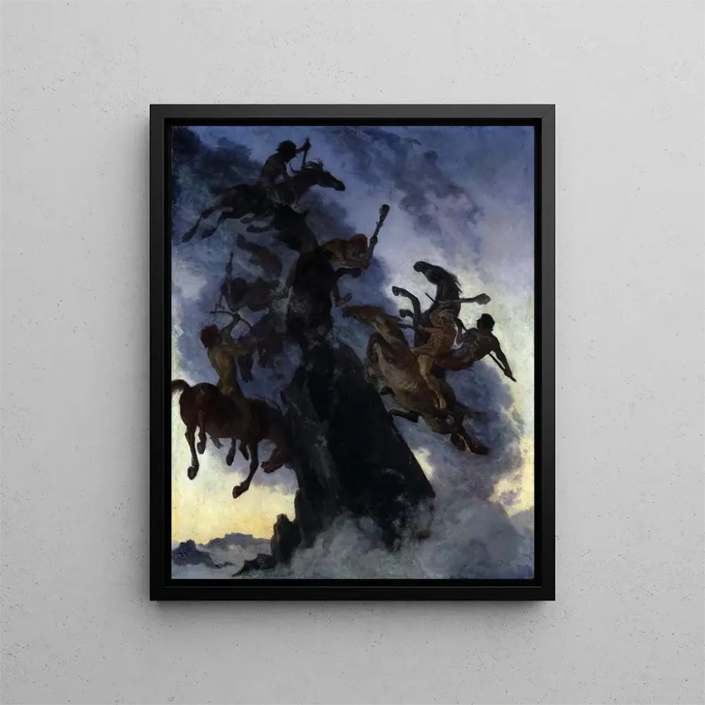 Maalaus Cavaliers dans la brume - Albert Welti | Taidetuloste