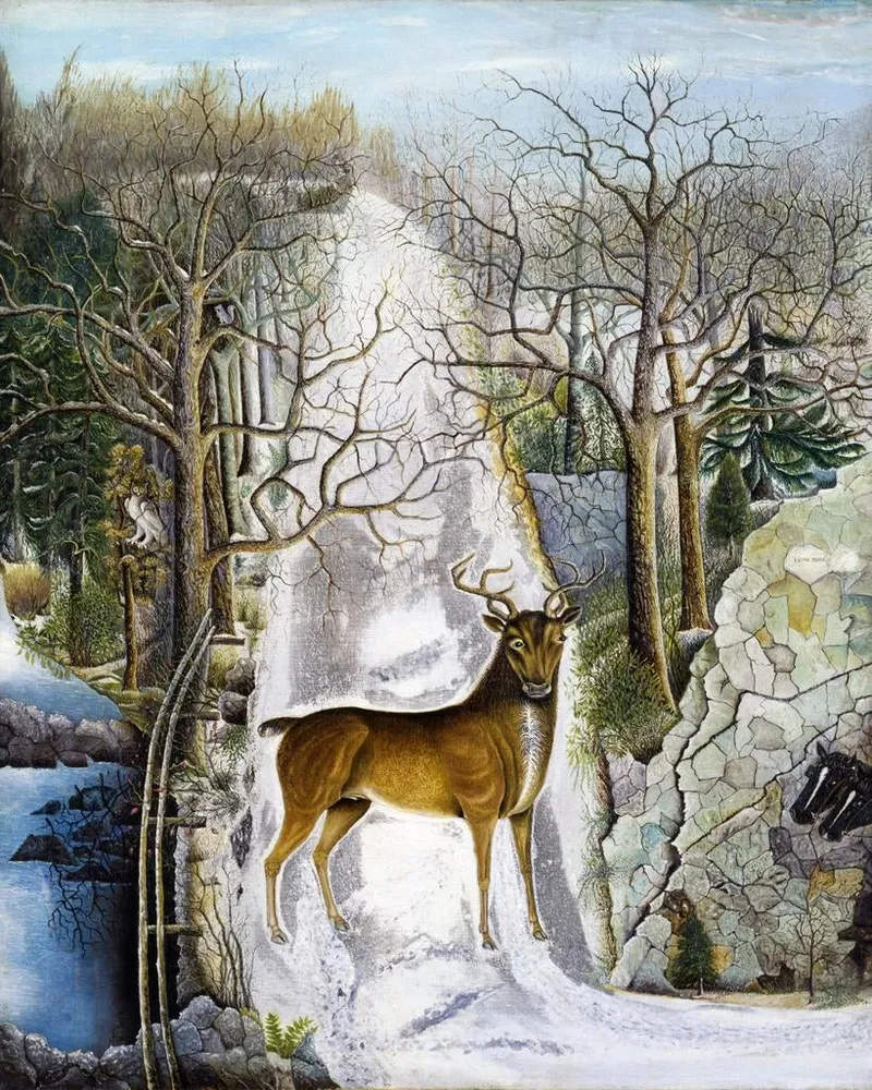 Maalaus Cerf à Echo Rock - Anonyymi | Taidetuloste