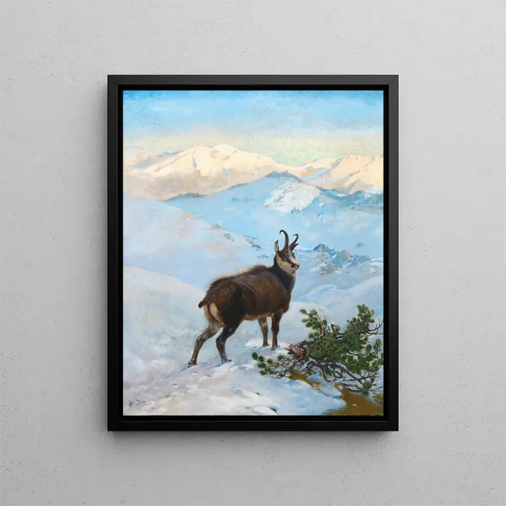 Maalaus Un chamois dans les montagnes - Albert Singer | Taidetuloste