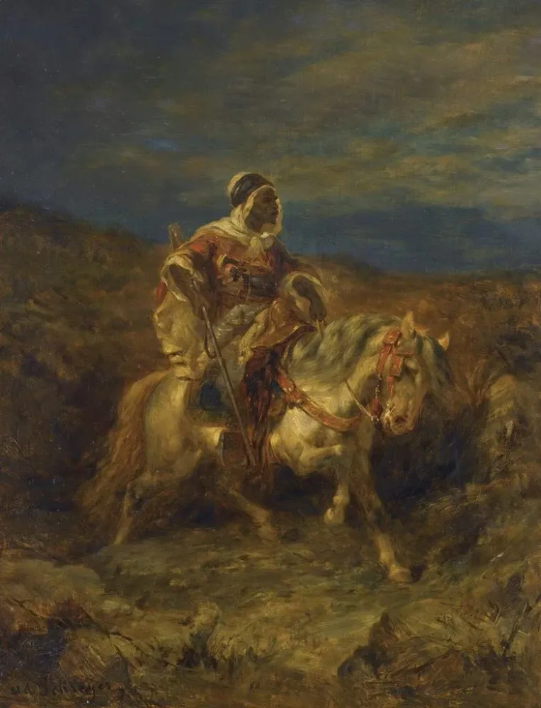 Maalaus Un éclaireur arabe à cheval - Adolf Schreyer | Taidetuloste