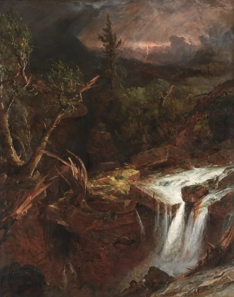 Maalaus La Clove, myrskykohtaus Catskillien vuoristossa - Jasper Francis Cropsey