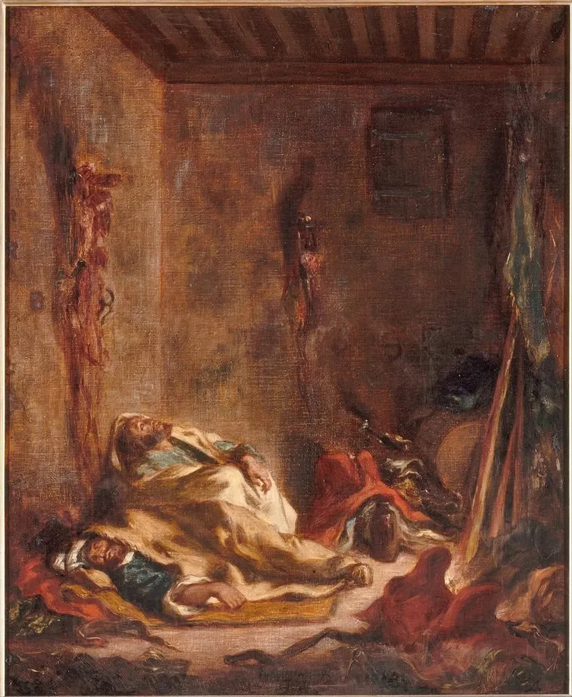 Maalaus Le corps de garde à Meknès - Eugène Delacroix | Taidetuloste