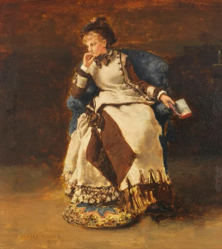 Maalaus Dame assise avec un livre - Albert von Keller | Taidetuloste