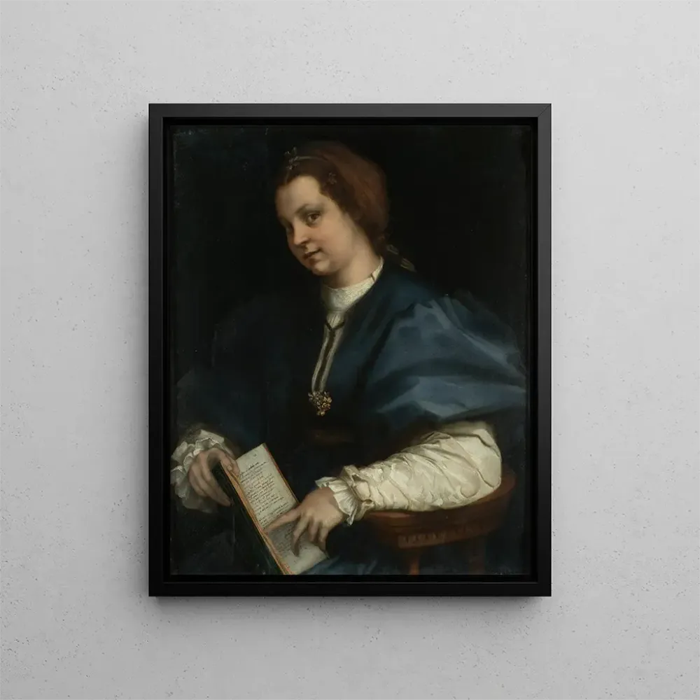 Maalaus Dame avec un livre de comptines de Pétrarque - Andrea del Sarto | Taidetuloste