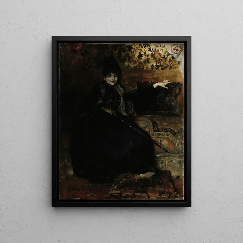 Maalaus Dame en noir assise Thérèse Noire - Albert Edelfelt | Taidetuloste
