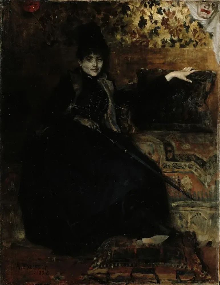 Maalaus Dame en noir assise Thérèse Noire - Albert Edelfelt | Taidetuloste