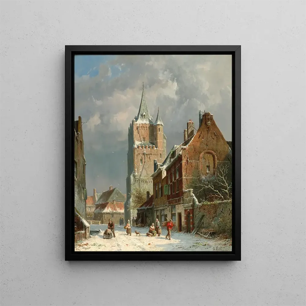 Maalaus Dans le Voldersgracht à Delft - Adrianus Eversen | Taidetuloste
