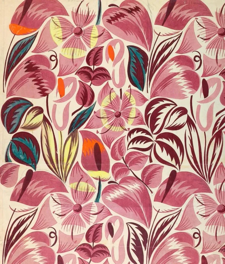 Maalaus Design textile Fleurs tropicales - Anonyme | Taidetuloste
