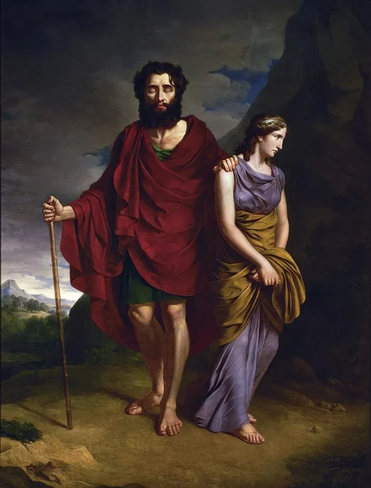 Maalaus Œdipus ja Antigone - Antoni Brodowski | Taidetuloste