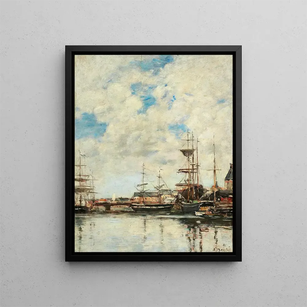 Maalaus Dunkerque purjeveneet satama-alue - Eugène Boudin | Taidetuloste