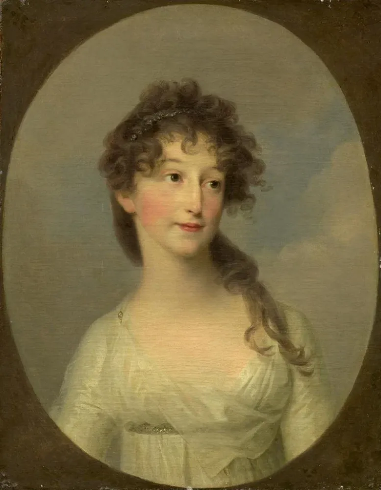 Maalaus Ehkä Franciska Krasinska, Courlandin herttuatar, - Angelica Kauffman | Taidetuloste