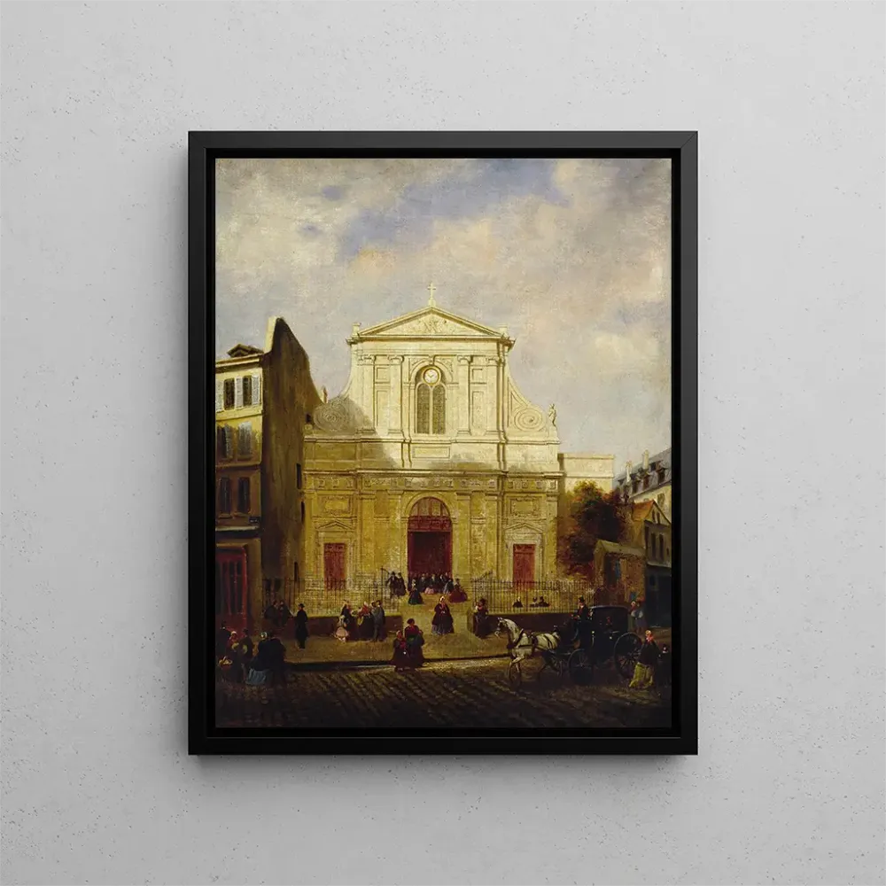 Maalaus La façade de l'église des Blancs-Manteaux 1865 - Anonyme | Taidetuloste