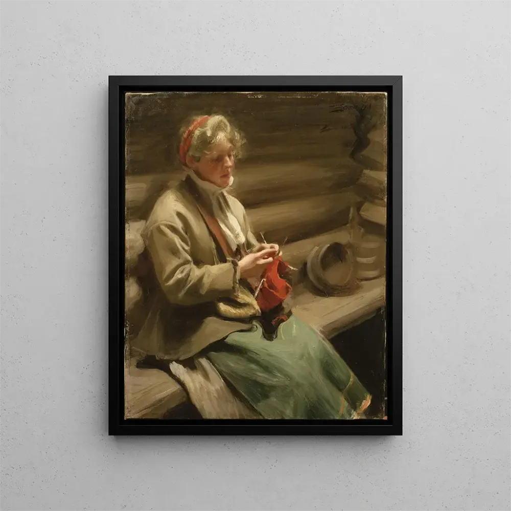 Maalaus Fille dalécarlienne tricotant du chou Margit - Anders Zorn | Taidetuloste