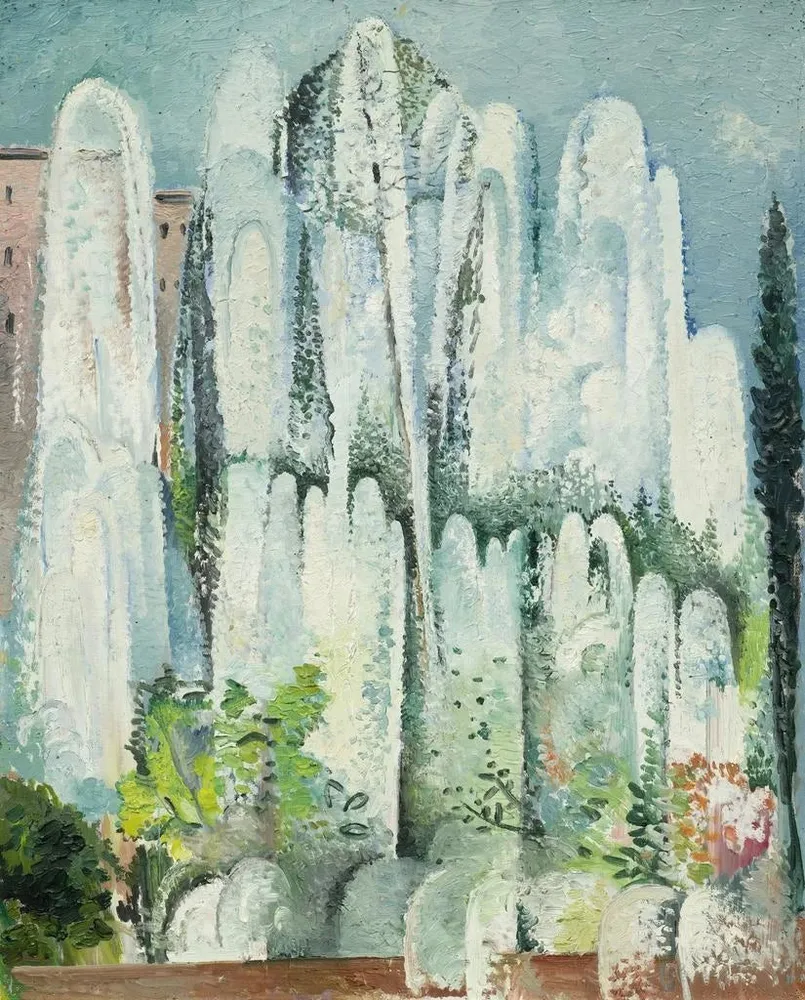 Maalaus Fontaine dans un jardin de Rome - Alice Bailly | Taidetuloste