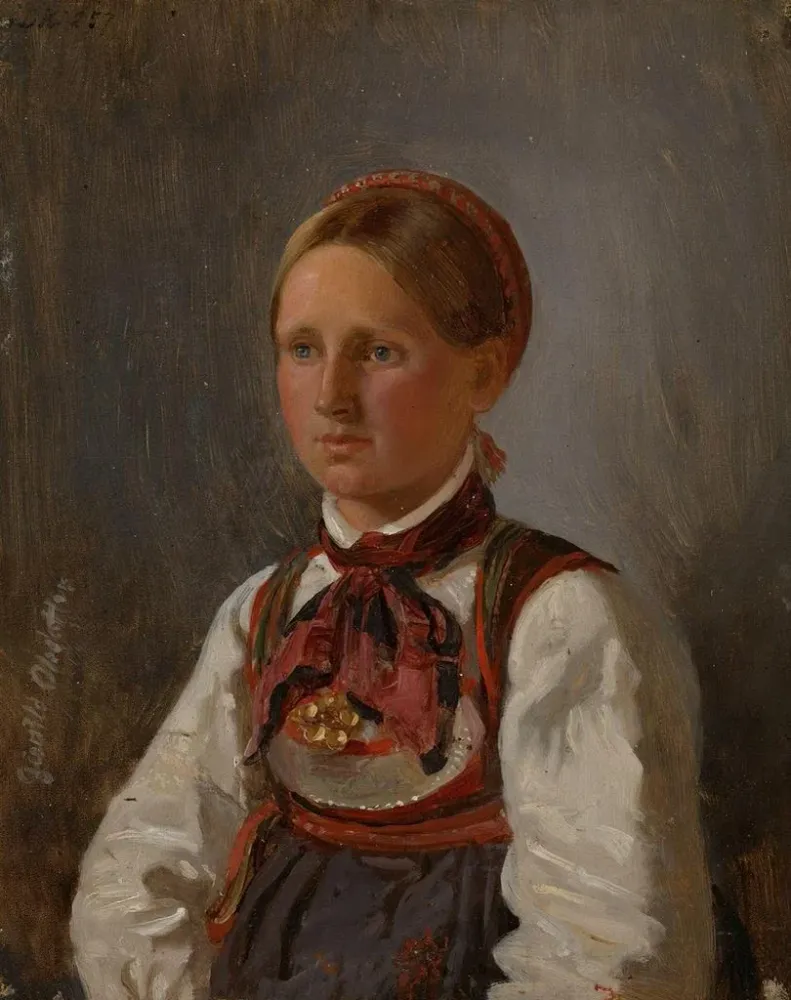 Maalaus Gunild Olsdatter de Tinnin muotokuvasta - Adolph Tidemand | Taidetuloste