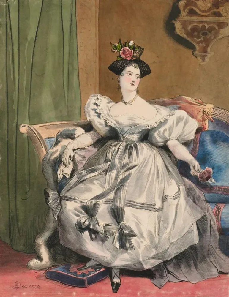 Maalaus Heures du soir Mlle Laure Devéria de Les Dixhuit Heures d'une Parisienne - Achille Devéria | Taidetuloste