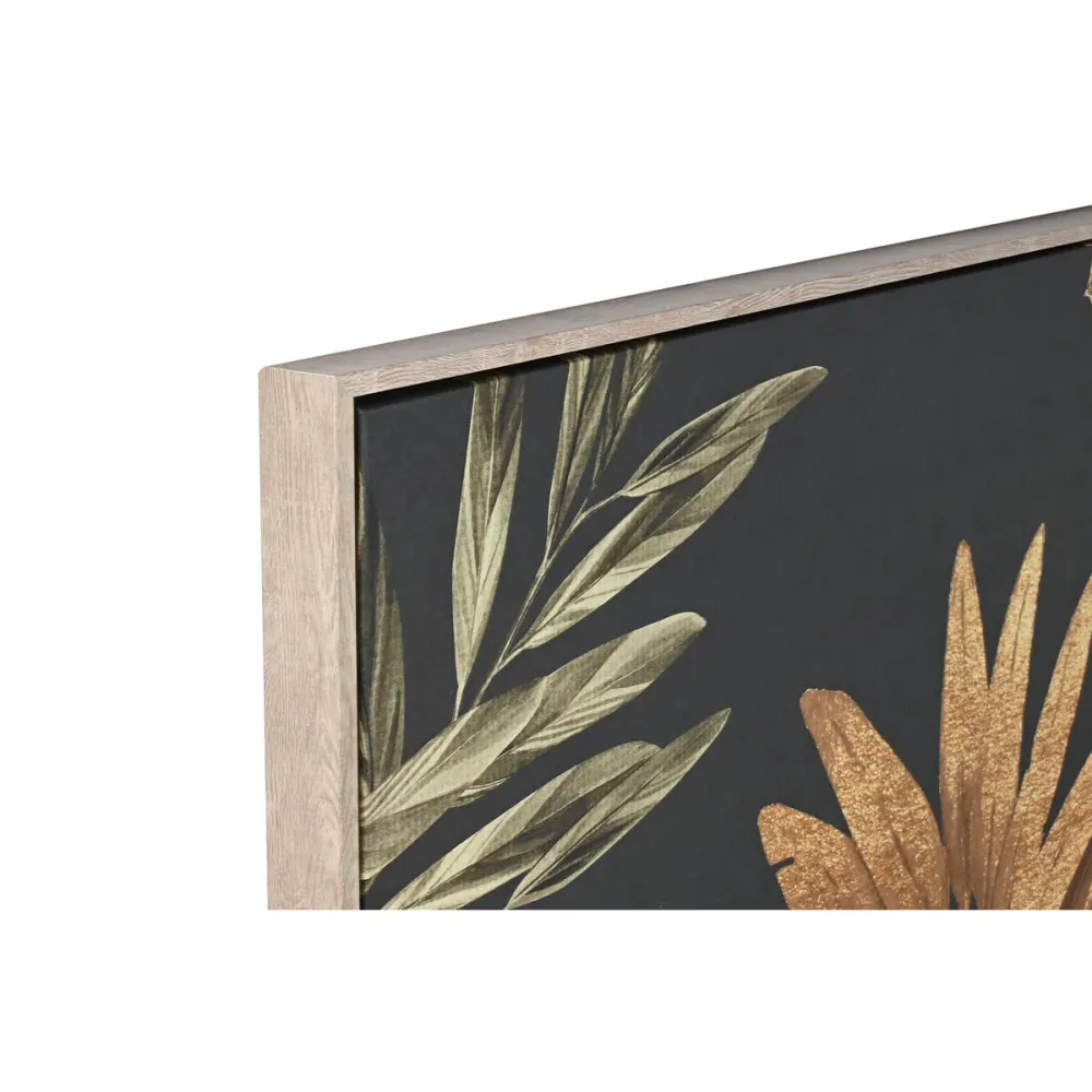Maalaus Home ESPRIT Musta Kullattu Palmut Trooppinen 103 x 4,5 x 143 cm (2 osaa)