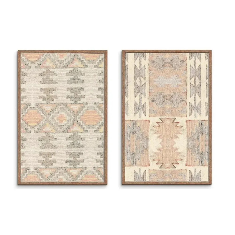 Maalaus Home ESPRIT Punainen Beige Harmaa 75 x 3 x 105 cm (2 osaa)