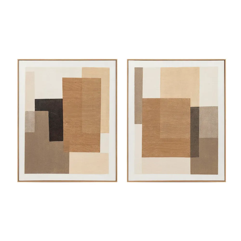 Maalaus Home ESPRIT Ruskea Beige Abstrakti Kaupunki 80 x 4,5 x 100 cm (2 osaa)