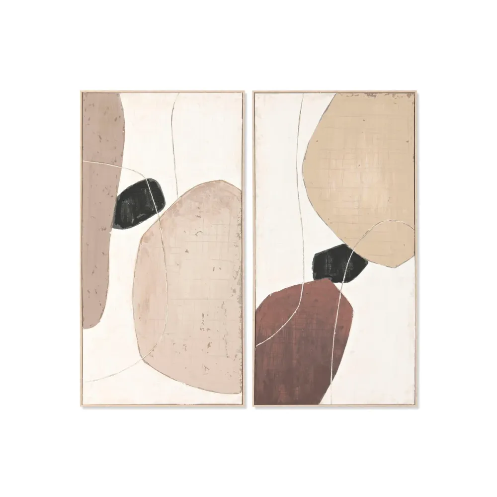 Maalaus Home ESPRIT Ruskea Beige Moderni Kaupunki 70 X 5 X 140 CM (2 osaa)