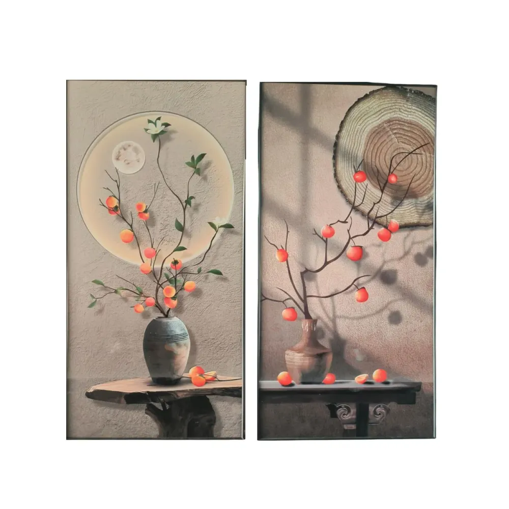 Maalaus Home ESPRIT Ruskea Oranssi Itämainen Maljakko 80 x 3,5 x 160 cm (2 osaa)