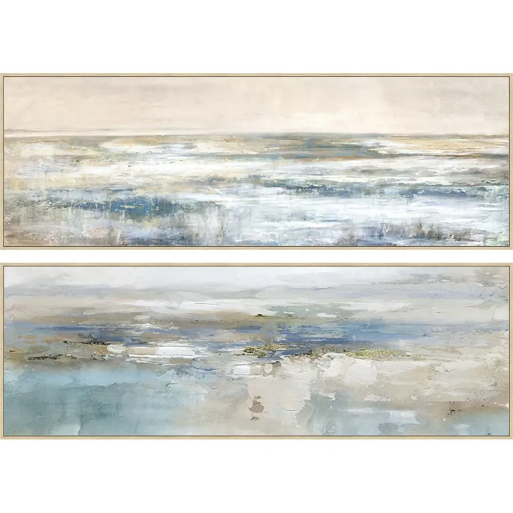 Maalaus Home ESPRIT Sininen Valkoinen Abstrakti Moderni 153 x 4,3 x 53 cm (2 osaa)
