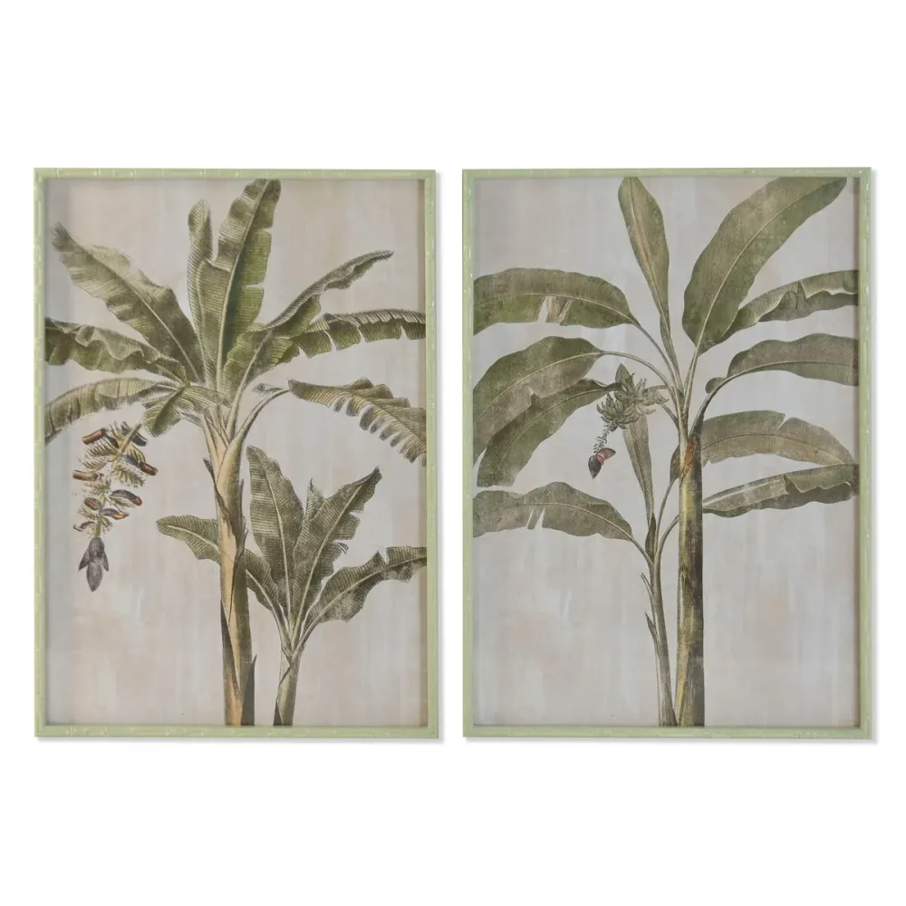 Maalaus Home ESPRIT Sininen Vihreä Palmut Trooppinen 70 x 4 x 100 cm (2 osaa)
