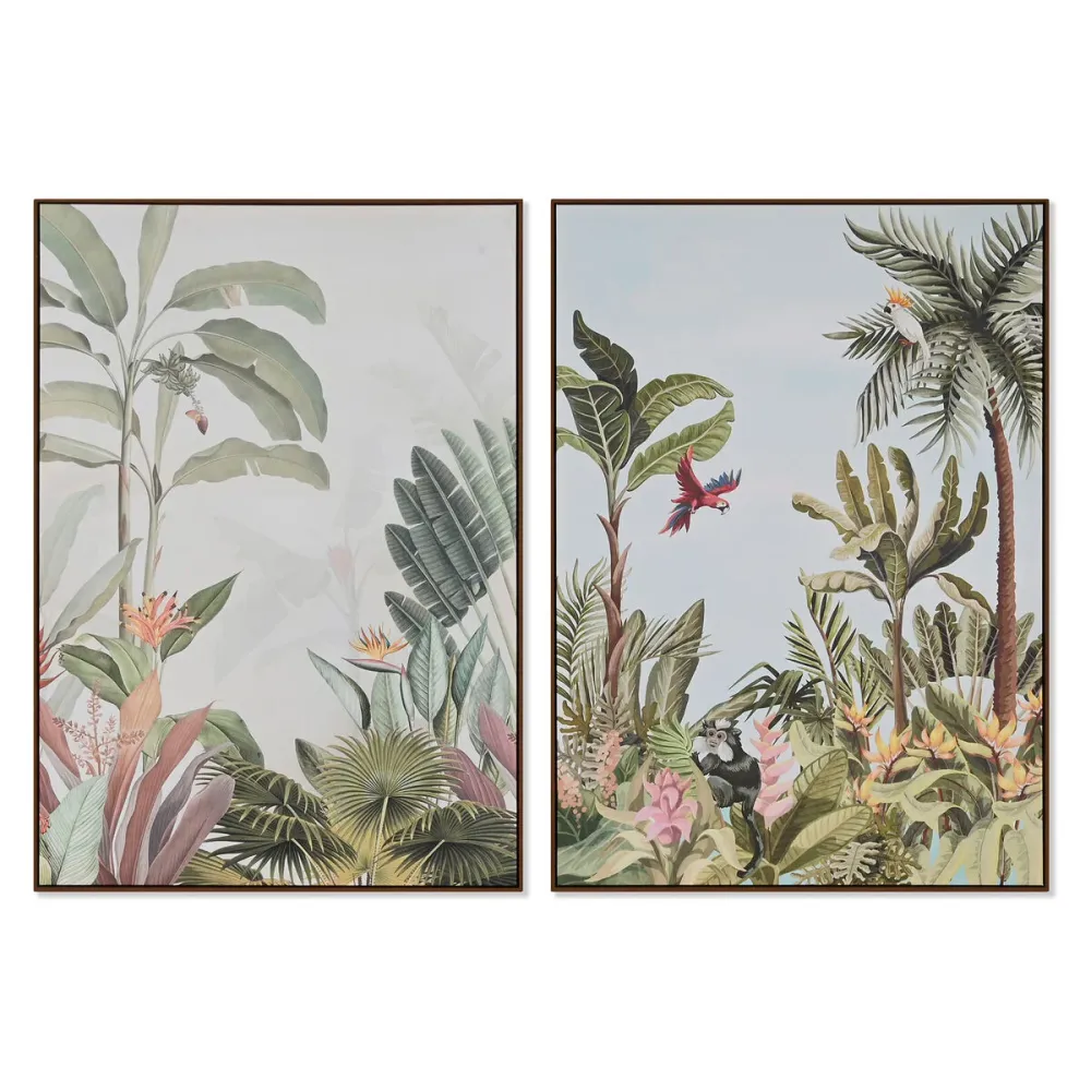 Maalaus Home ESPRIT Trooppinen 100 x 4 x 140 cm (2 osaa)