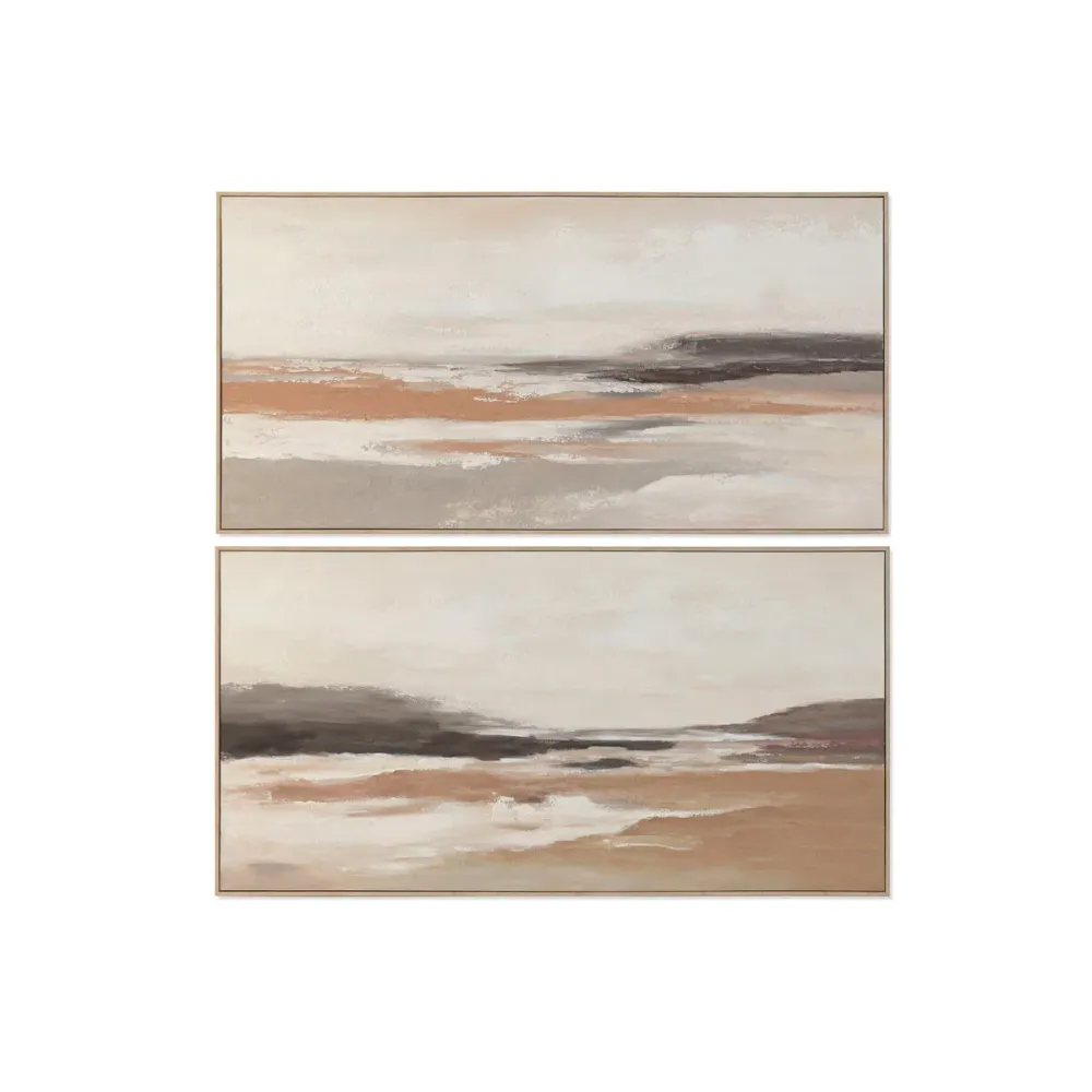 Maalaus Home ESPRIT Valkoinen Beige Abstrakti Moderni 142,5 X 4,5 X 72,5 CM (2 osaa)