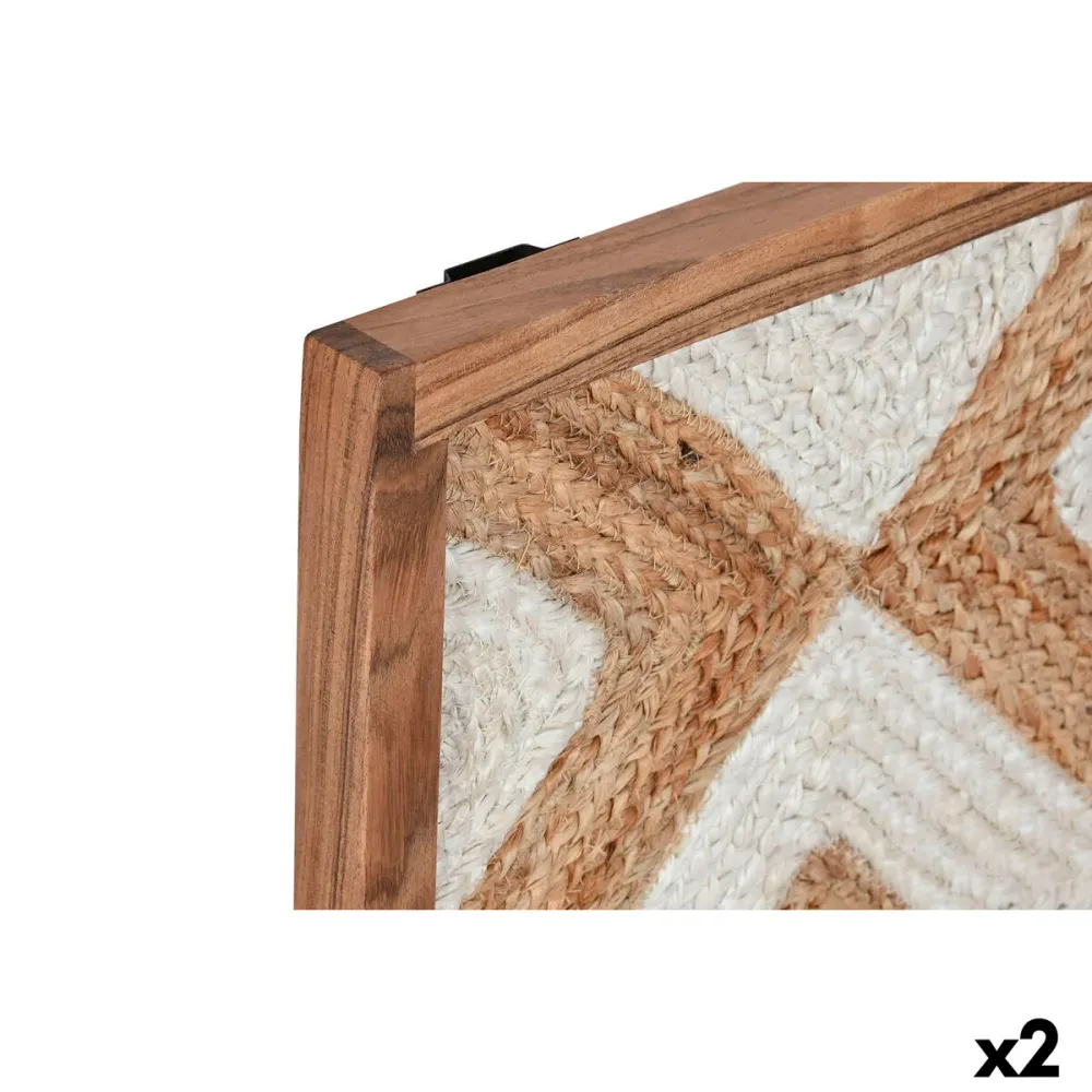 Maalaus Home ESPRIT Valkoinen Luonnollinen Biometrinen Boho 40 x 3 x 60 cm (2 osaa)