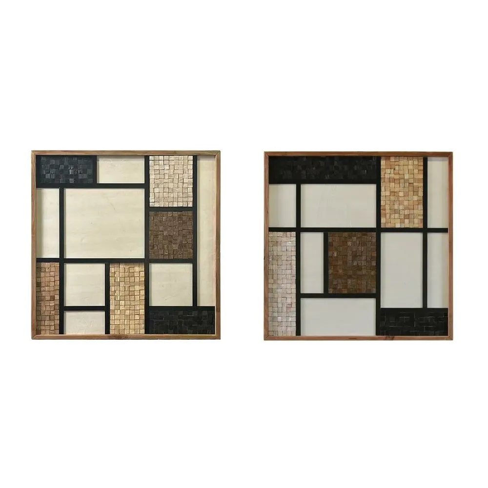 Maalaus Home ESPRIT Valkoinen Ruskea Abstrakti Moderni 82 x 4 x 82 cm (2 osaa)