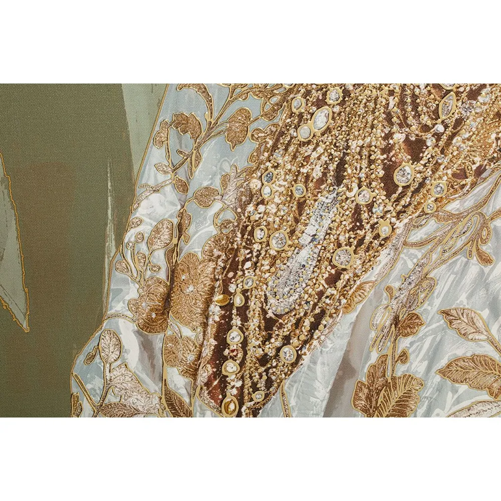 Maalaus Home ESPRIT Valkoinen Vihreä Siirtomaatyylinen Afrikkalainen nainen 100 x 4,5 x 150 cm