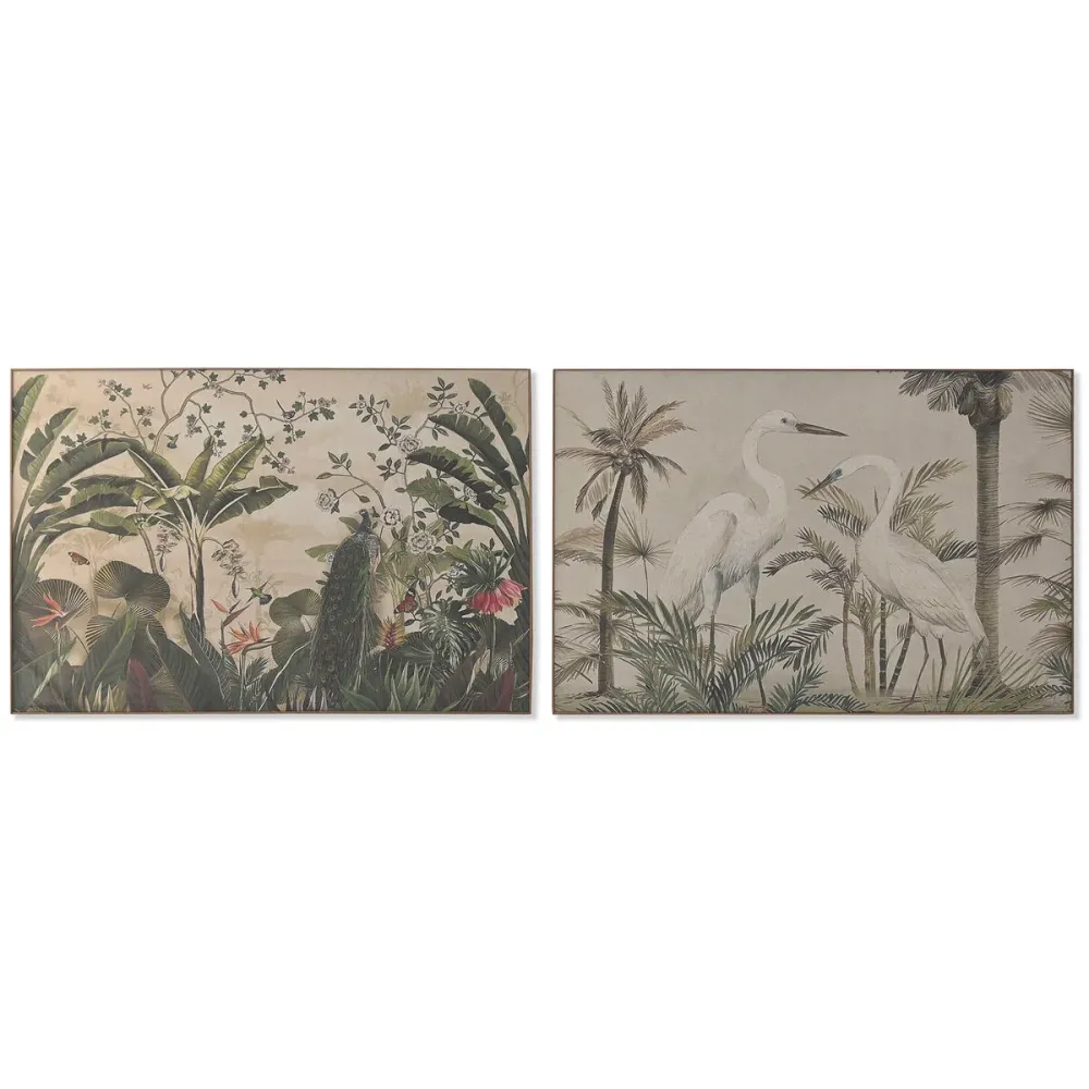Maalaus Home ESPRIT Vihreä Beige Palmut Itämainen Haikara 120 x 3,5 x 80 cm (2 osaa)
