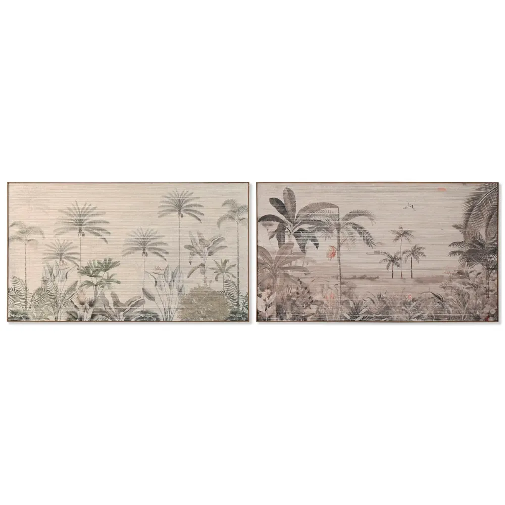 Maalaus Home ESPRIT Vihreä Beige Palmut Siirtomaatyylinen 120 x 2,5 x 70 cm (2 osaa)