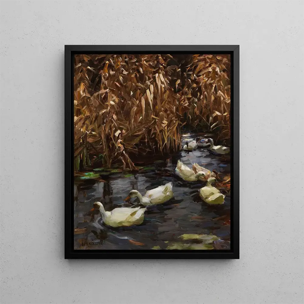 Maalaus Huit canards dans les roseaux d'automne - Alexander Koester | Taidetuloste