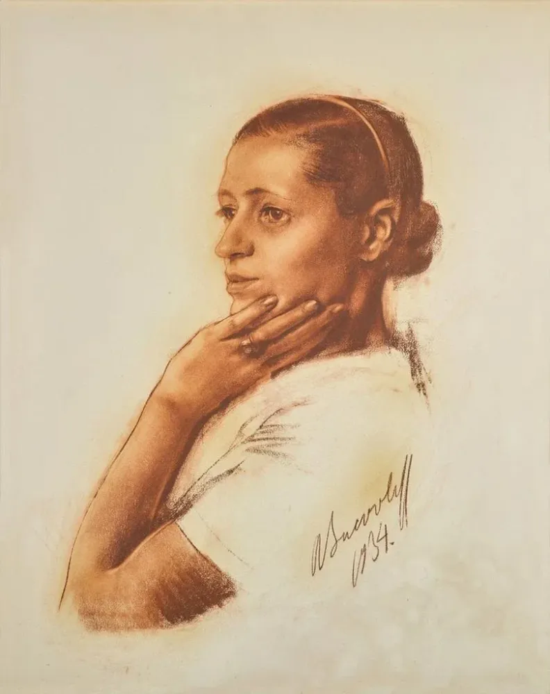 Maalaus Irène Andreevan muotokuvasta - Alexandre Iacovleff | Taidetuloste