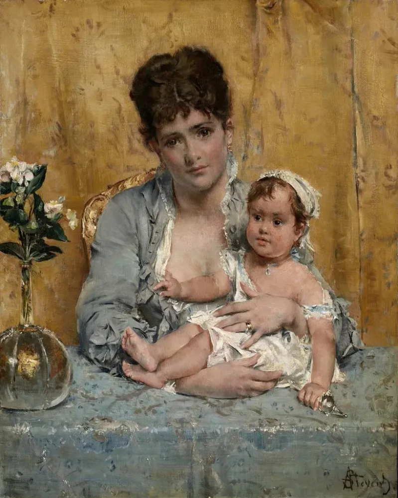 Maalaus Äiti ja lapsi - Alfred Stevens | Taidetuloste