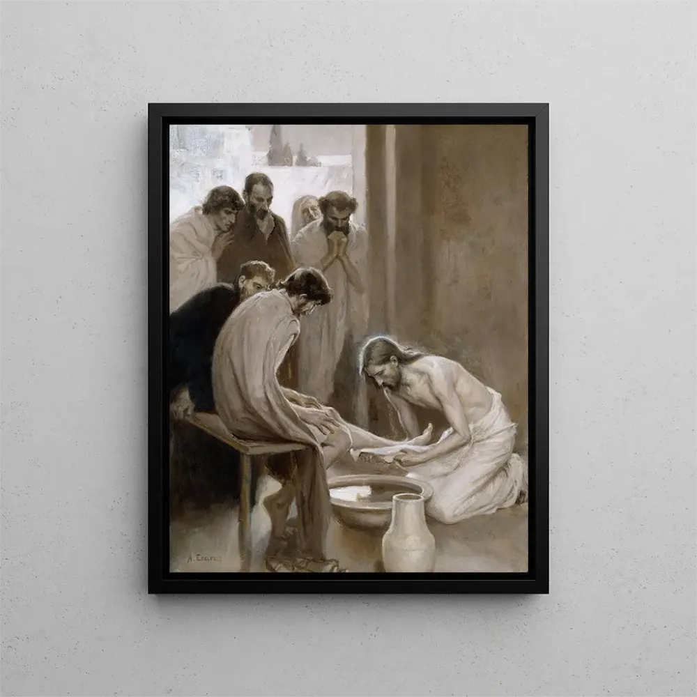 Maalaus Jeesus pesemässä opetuslastensa jalkoja - Albert Edelfelt | Taidetuloste