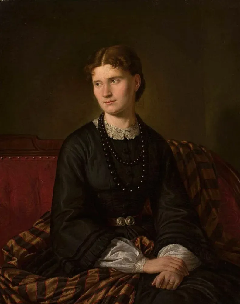 Maalaus Julia Bergsonin, taiteilijan puolison, - Aleksander Lesser | Taidetuloste